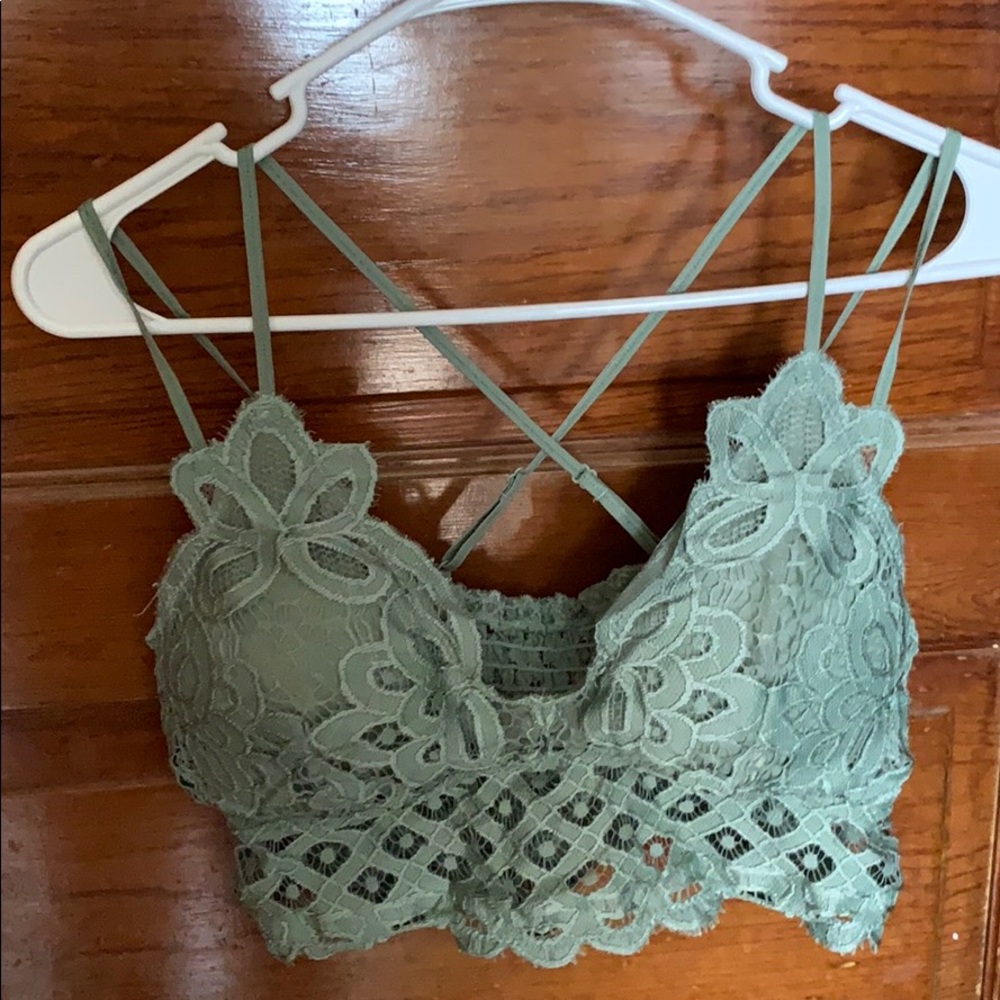 Olive green bralette with adjustable straps
